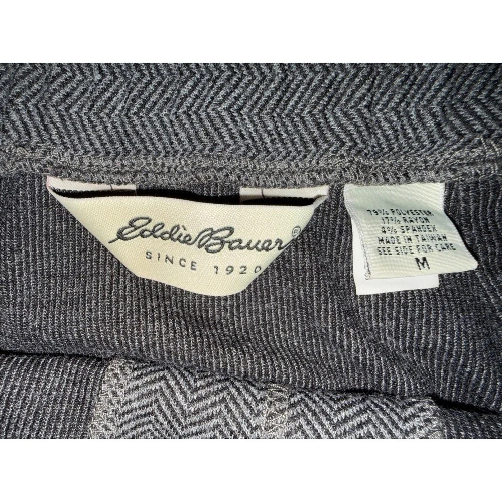 Eddie Bauer Gray Herringbone Maxi Skirt Front Slit Stretch Size M‎ Mens